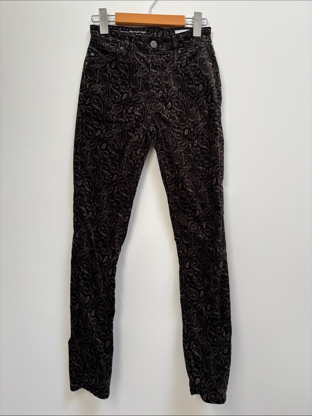 Anthropology Ag Adriano Goldschmied Black Paisley Corduroy Pants